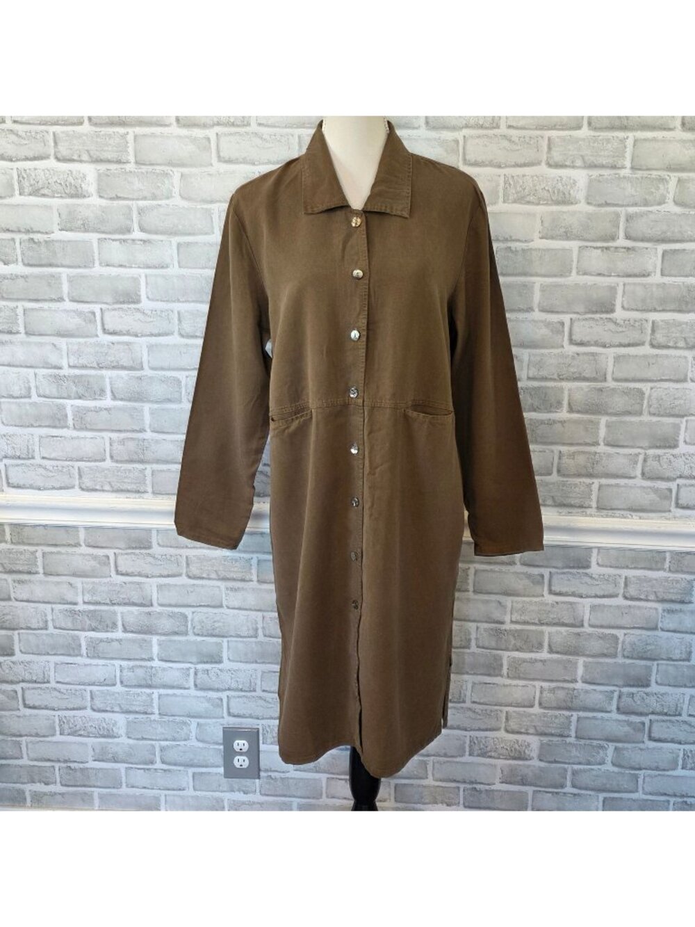 Vtg 90s AKS Amy K Su Nordstrom NWT Tencel Shirt Dress Minimalist Lagenlook NOS L